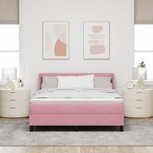 Postel s boxspringem s čelo Růžová 190 x 140 cm samet 3341467