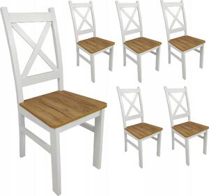 6x židle Craft LOFT z bílého dubu s křížovým opěradlem
