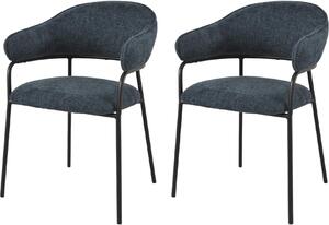 Rebecca Mobili Židle Azobe 82,5x57x56,5 Polyesterová tkanina Ocel Petrol Blue Black Moderní SET 2 kusů