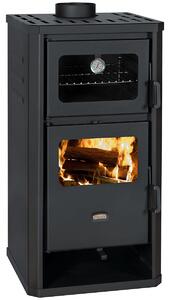 Kamna na dřevo s pečicím prostorem Prity FM D - 12,1 kW, pečicí prostor s teploměrem, grafitově černá, energetická třída A