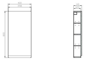 Cersanit Moduo skříňka 40x14.1x80 cm boční závěsné bílá K116-018