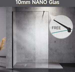 SONNI Sprchový kout Walk In Shower 80x200 cm Sprchová přepážka 10mm Nano Glass Sprchová zástěna se stabilizátorem černá