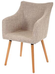 Jídelní židle Malmö T382, Židle Kuchyňská židle, Retro design 50. let Textil, krémová/šedá