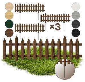 Floranica 3 ks 100 x 20 cm hnědý s kovovým sloupkem zahradní plot předzahrádka zapichovací plot ozdobný plot latě