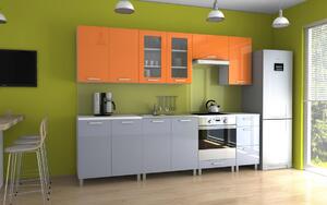 Kuchyňská linka Parkour 260 oranžový/šedý lesk - MDR