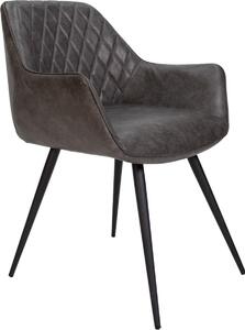 Jídelní židle Happyment Gerio – antracitová – umělá kůže – kovové nohy – 1 kus – výška sedáku 49 cm