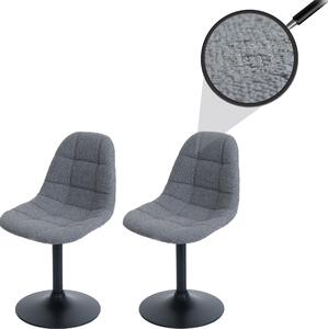 Sada 2 jídelních židlí HWC-A60, kuchyňská otočná židle, ocel Tkanina /textil bouclé (450g/m²) tmavě šedá