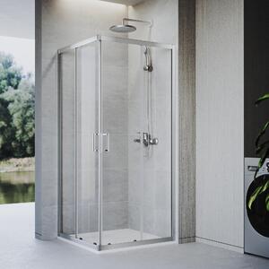 Sprchový kout SONNI 70 x 70 x 185 cm stříbrný, posuvné dveře s horní a spodní lištou, sklo 5 mm, rám dveří s rozsahem nastavení 20 mm