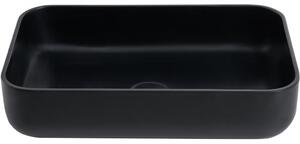 CERANO - Umyvadlo na desku z litého mramoru Ora - černá matná - 54x36 cm