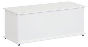 HOMCOM Dřevěný Úložný Truhlicový Otoman s Víkem pro Uložení v Ložnici a Obývacím Pokoji, Nosnost 120 kg, 100x40x40 cm, Bílý | Aosom