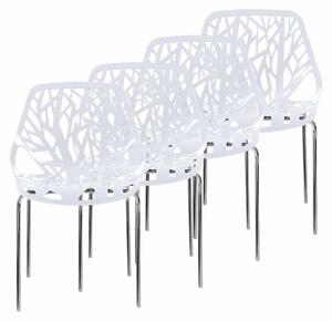Designové židle Makika Retro Chair - CALUNA Set of 4 v bílé barvě