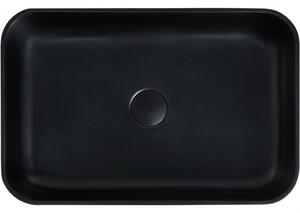 CERANO - Umyvadlo na desku z litého mramoru Ora - černá matná - 54x36 cm