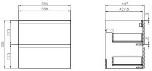 Cersanit Moduo skříňka 59.4x44.7x55.1 cm šedá K116-022