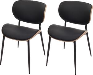 Sada 2 jídelních židlí HWC-O45, židle, imitace ohýbaného dřeva 280g/m² Oeko-Tex přírodní, černá