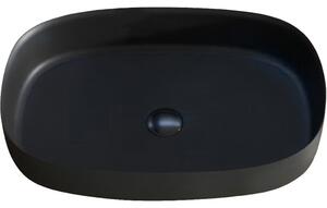 CERANO - Umyvadlo na desku z litého mramoru Atria - černá matná - 60x40 cm