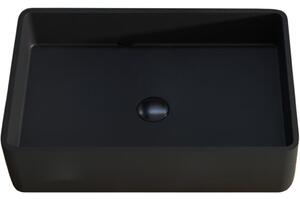 CERANO - Umyvadlo na desku z litého mramoru Lacerta - černá matná - 60x40 cm