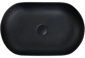 CERANO - Umyvadlo na desku z litého mramoru Lyra - černá matná - 54x34 cm