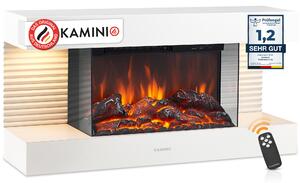 Elektrický krb KAMINIO LIZ - Elektrický nástěnný krb s vytápěním, 3D efektem plamene, LED ambientním světlem, dálkovým ovládáním - bílý