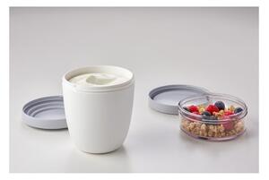 Bílý svačinový box na jogurt Mepal Ellipse