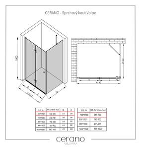 CERANO - Sprchový kout Volpe L/P - chrom, transparentní sklo - 60x70 cm - skládací
