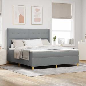 Postel s boxspringem s čelo Světle šedá 180 x 200 cm textil 3341847