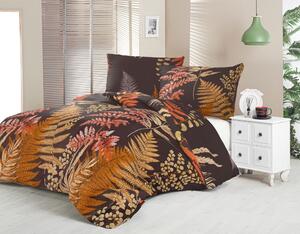 Saténové prodloužené povlečení LUXURY COLLECTION 140x220, 70x90cm KAPRADÍ hnědé
