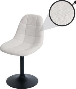 Jídelní židle HWC-A60, kuchyňská otočná židle, ocel Tkanina /textil bouclé (450g/m²) krémová