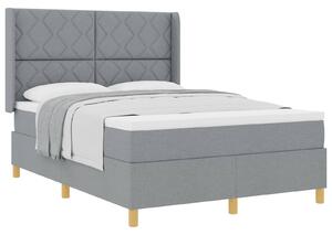 Postel s boxspringem s čelo Světle šedá 140 x 200 cm textil 3341896