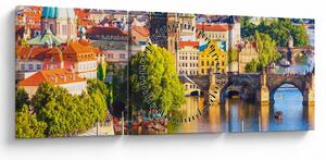 Obraz - Praha (s hodinami) (90x30 cm)