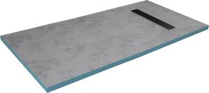 Sprchová vanička MARWELL Sprchový prvek 90 x 160 x 4 cm přímo obkládaný s integrovaným odtokovým žlábkem v černé barvě a vodorovným odtokem