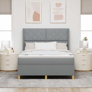 Postel s boxspringem s čelo Světle šedá 140 x 190 cm textil 3341889