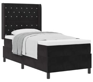 Postel s boxspringem s matrací s čelo Černá 90 x 190 cm samet 3341932