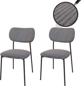 Sada 2 jídelních židlí HWC-O26, kuchyňská židle čalouněná židle, kord (330g/m²) látka/textilní kov tmavě šedá