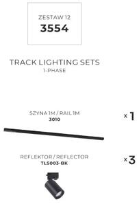 Bodová světla na liště SET 3x GU10 1 m černá Zuma Line Tore Track 3554