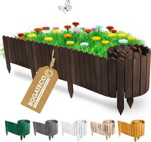 BOGATECO Dřevěné latě Rollborder | 40 cm vysoké a 200 cm dlouhé | dřevěný plot | plot z latí ideální jako lemování záhonů | tmavě hnědá barva