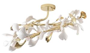 Stropní svítidlo 70 cm 6x G9 zlaté s keramickými bílými lístky Zuma Line LEAF MX2858-6-EGN
