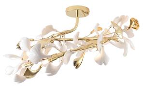 Stropní svítidlo 70 cm 6x G9 zlaté s keramickými bílými lístky Zuma Line LEAF MX2858-6-EGN