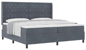 Postel s boxspringem s matrací Tmavě šedá 200 x 200 cm samet 3341973