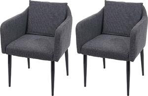 Sada 2 jídelních židlí HWC-H93, kuchyňská židle křeslo židle látka/textil tmavě šedá