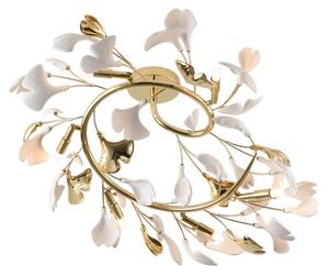 Stropní svítidlo 70 cm 6x G9 zlaté s keramickými bílými lístky Zuma Line LEAF MX2858-6-EGN