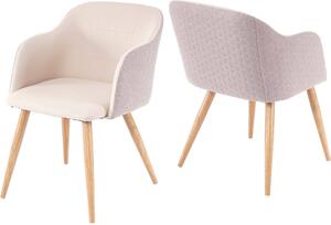 Sada 2 jídelních židlí HWC-D71, židle kuchyňská židle, retro design, područky látka/textil krémovo-béžová