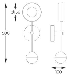 LED nástěnné svítidlo 1300 lm 3000K černě zlaté 3-krokové stmívání Zuma Line LARA MB7170-2-3BGT