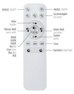 JUST LIGHT. 14447-18 - LED RGBW Stm stropní ventilátor LENO LED/44W/230V + DO