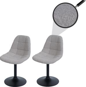 Sada 2 jídelních židlí HWC-A60, kuchyňská otočná židle, ocel Tkanina /textil bouclé (450g/m²) taupe