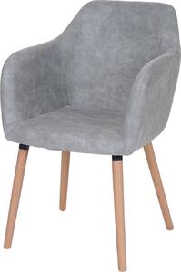 Jídelní židle Malmö T381, židle kuchyňská židle, retro design 50. let textil, vintage betonová šedá, světlé nohy