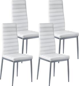 VEVOR moderní jídelní židle (4 ks) elegantní čalouněná kožená židle (nosnost 136 kg) k jídelním stolům, prostorově úsporná židle ke kuchyňskému stolu se silnými polštáři a kovovými nohami, bílá kavárna