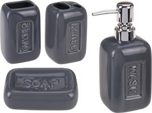 Sada koupelnových doplňků Bathroom Solutions, keramika, 4 kusy, antracit