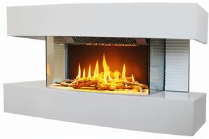 CHEMIN'ARTE - Elektrický nástěnný krb Lounge Medium White 82 cm LED efekt plamene, programovatelné topení, dálkové ovládání