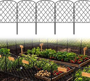 FIVMEN 25 kusů Dekorativní zahradní plot z kovu, plot pro zahradu a záhony, modulární plot pro zvířata, plot pro záhony 60 cm (V) x 32 cm (Š), celková délka plotu 8 m, plot k zapíchnutí, typ A