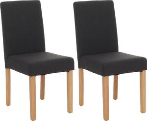 Sada 2 jídelních židlí Kuchyňská židle Littau Textil, černá, světlé nohy